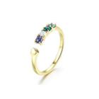 925 Sterling Silver Gold Plated Elegant Noble Fashion Adjustable Opening Ring With Multicolor Austrian Element Crystal Golden - One Size