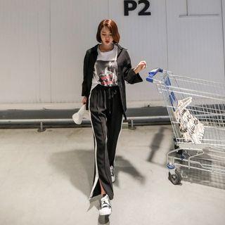 Slit-side Contrast-trim Pants