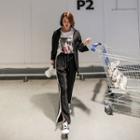 Slit-side Contrast-trim Pants