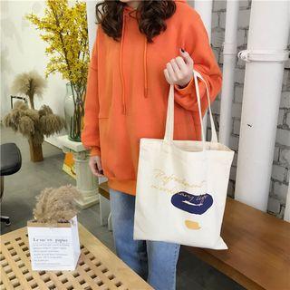 Printed Canvas Shopper Bag As Shown In Figure - One Size