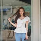 One-shoulder Ruffled-detail Top