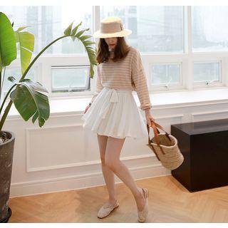 Inset Shorts Tie-waist Miniskirt