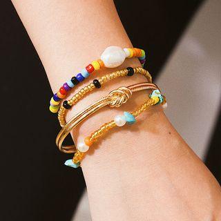 Set Of 4: Metal Bangle + Bracelet As Shown In Figure - One Size