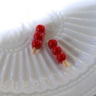 Skewers Sterling Silver Ear Stud 1 Pair - Red - One Size