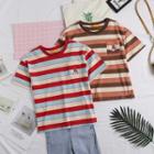 Cartoon Embroidered Striped Short-sleeve T-shirt