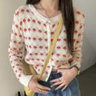 Floral Cropped Cardigan Red Floral - White - One Size