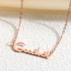 Stainless Steel Good Luck Lettering Pendant Necklace 1460 - Rose Gold - One Size