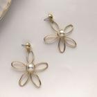 Faux Pearl Flower Earring 1 Pair - As Shown In Figure - One Size