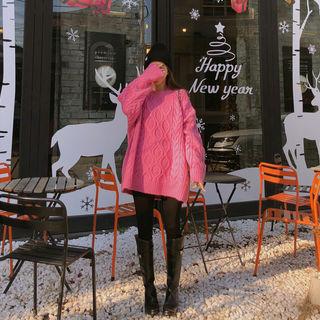 Wool Blend Cable-knit Long Sweater