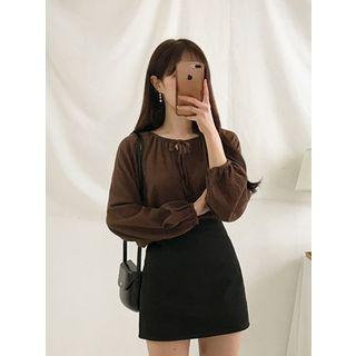 Tie-neck Bishop-sleeve Top