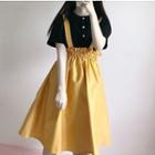 Plain Short-sleeve Blouse / Plain Suspender Skirt