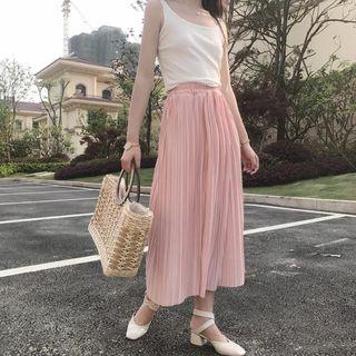 Tank Top / Pleated A-line Midi Skirt