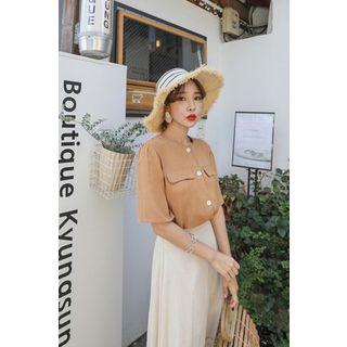 Round-neck Pocket-detail Blouse