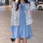 Tweed Jacket / Long-sleeve Mini A-line Dress