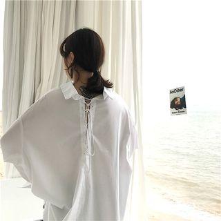 Plain Lace-up Blouse