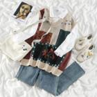 Shirt / Floral Print Knit Sweater Vest