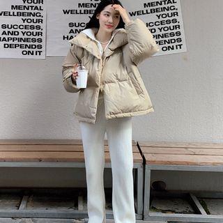 Button-hem Rib-knit Pants