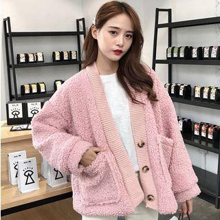 Faux Lambswool Button Jacket