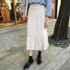 High-waist Plain Pleated Skirt