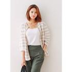 Open-front Striped Linen Blend Jacket
