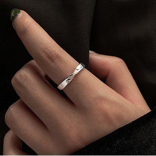 Twisted Sterling Silver Open Ring J428 - Silver - One Size