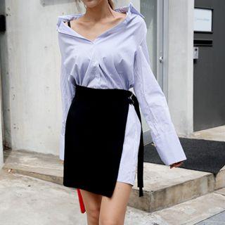 Set: Stripe Shirtdress + Mini Wrap Skirt
