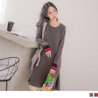 Ruffled Hem Long Sleeve Dress