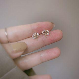 Sterling Silver Rhinestone Tree Stud Earring