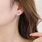 Flower Star Chained Alloy Earring 01 - 1 Pr - Silver - One Size
