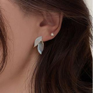 Leaf Drop Earring 1 Pair - White - One Size