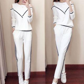 Set: Cold-shoulder Pullover + Sweatpants