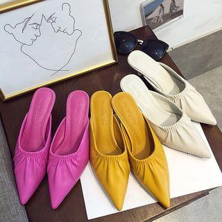 Plain Pointed Kitten Heel Mules