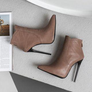 Faux Leather Stiletto Short Boots