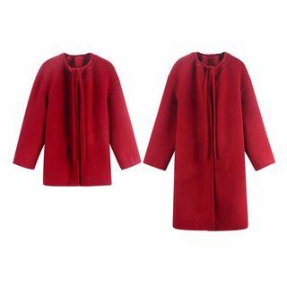 Lace-up Open Front Coat