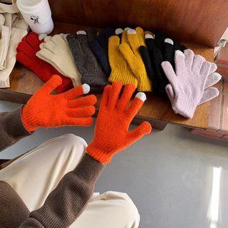 Color-block Knit Woolen Gloves