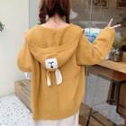 Ear Accent Hooded Knit Jacket