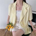 Double-breasted Pocket-detail Short-sleeve Blazer