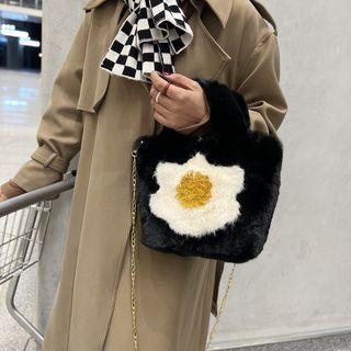 Floral Print Fluffy Crossbody Bag