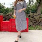 Eyelet Lace Collar Check Dress Black - One Size