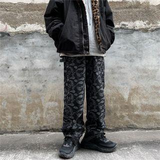 Paisley Print Wide Leg Jeans