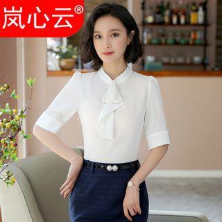 Plain Short-sleeve Blouse / Pencil Skirt / Set