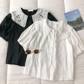 Short-sleeve Peter-pan Collar Blouse