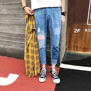 Color Block Slim-fit Jeans