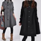Knitted Sleeve Single-breasted Coat