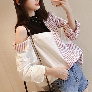 Color Block Asymmetric Shirt