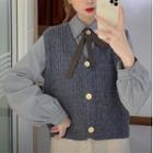 Plain Shirt / Button-up Sweater Vest