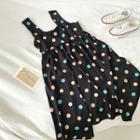 Asymmetric Color-block Polka Dot Chiffon Dress Black - One Size