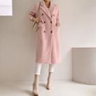 Double-breasted Fluffy Coat Pink - One Size