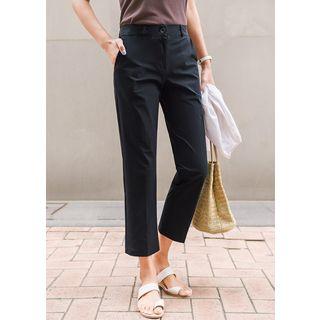 Plus Size - Flat-front Straight-cut Pants