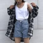 Plaid Long Shirt Plaid - One Size